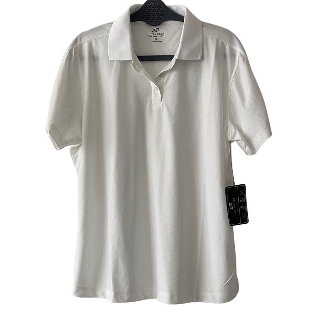 Ultra Club‎ Women's White Golf Polo Shirt XL NWT